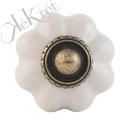 Ajtófogantyú kerámia 3 cm, bordázott, beige