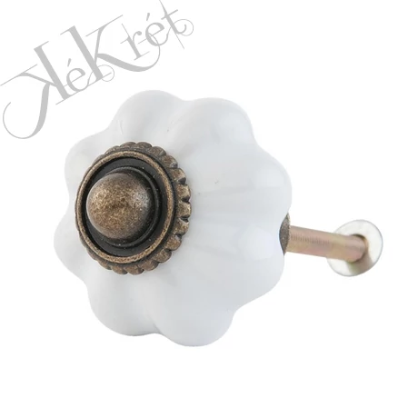 Ajtófogantyú 3cm,  fehér kerámia, Clayre&Eef