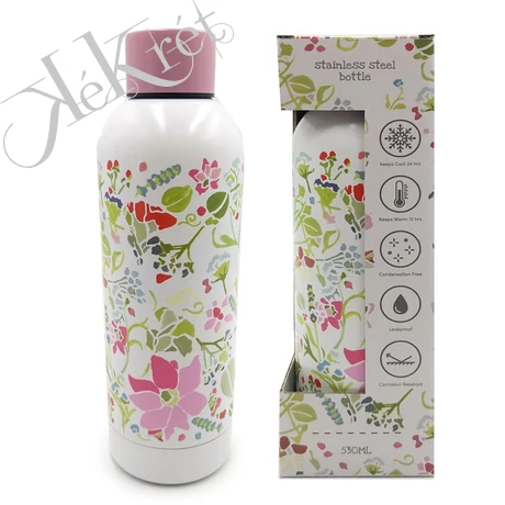 Rozsdamentes Acél Thermo Kulacs 530ml - Pink Virágos - Julie Dodsworth