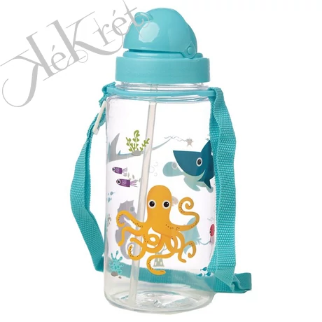 Kulacs Szívószállal 450ml, Gyerekeknek - Tengeri Állatok