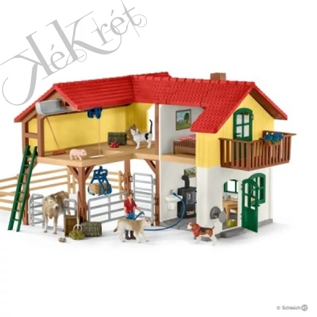 FALUSI HÁZ ISTÁLLÓVAL ÉS ÁLLATOKKAL, Schleich