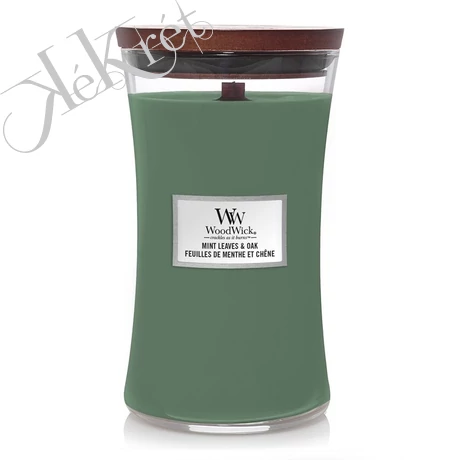 MINT LEAVES & OAK NAGY ÜVEGGYERTYA, Woodwick