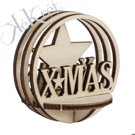 Csendélet fából 6 cm-es akrilgömbbe, X-MAS, 5,5cm, natúr