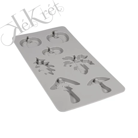 Szilikon öntőforma, tök, gomba, levél, 14,5x26x1cm, 7-féle forma, Rayher