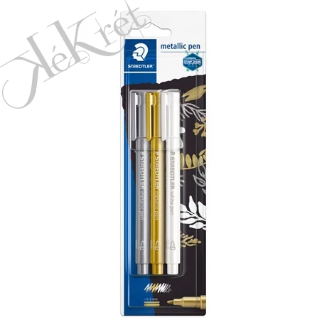 Művészeti marker Staedtler Design Journey metálszínű 3 db-os klt. (arany, ezüst, fehér)