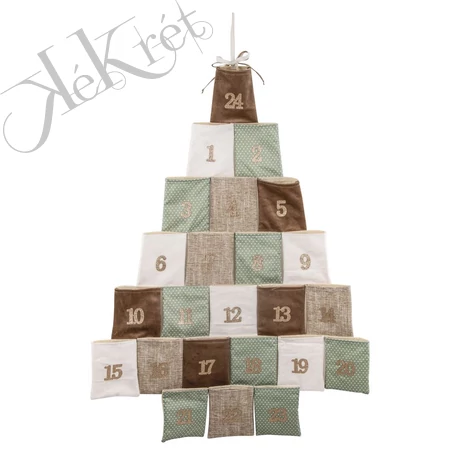 TEXTIL ADVENTI NAPTÁR, fenyőfa 95x64cm