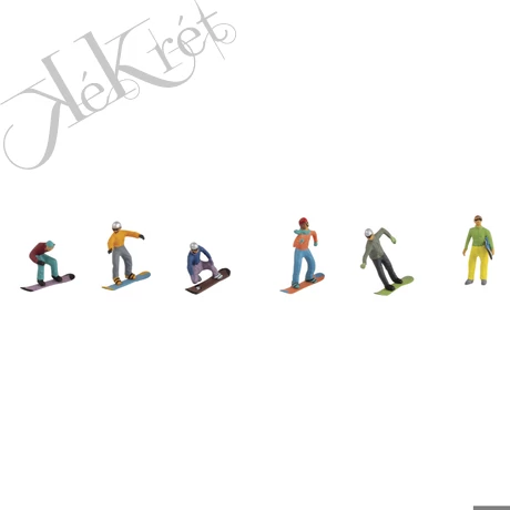 Miniatúrák, snowboardosok, műanyag, vegyes, kb. 2 cm, 6 db/csomag