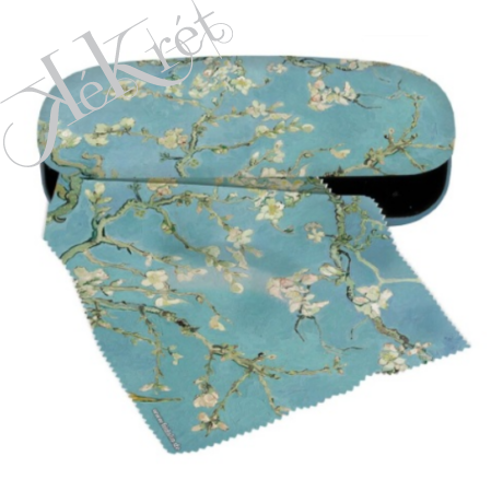 Szemüvegtok textilbevonatú,törlőkendővel,16x4x6,5cm,Vincent Van Gogh:Mandulavirágzás