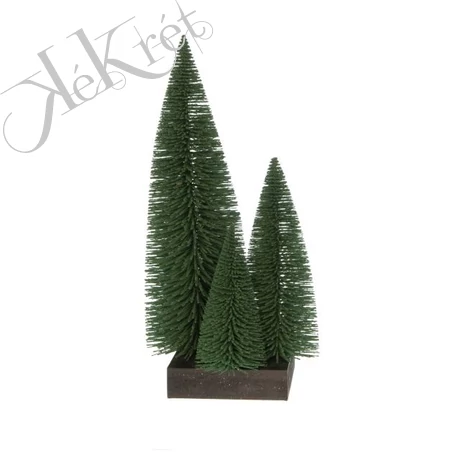 Fenyő 3db-os szögletes fa talpon műanyag 30,20,15cm