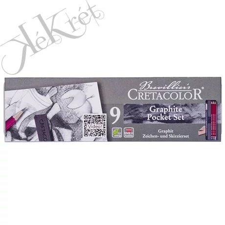 CRETACOLOR GRAPHITE POCKET SET GRAFIT RAJZKÉSZLET, 9 DB-OS, FÉMDOBOZOS