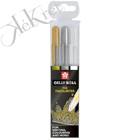 Sakura Gelly Roll zselés toll készlet, 3 db - Metallic Set: arany, ezüst, fehér