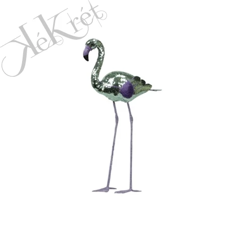 Flamingó simogatós, flitteres álló 95cm zöld/lila