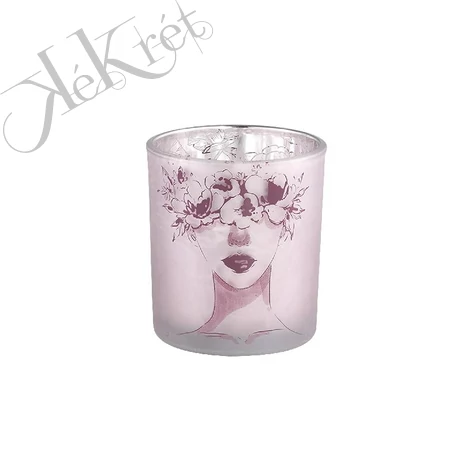 YENAR PURPLE NŐ FEJ VIRÁGOKKAL MÉCSESTARTÓ, PTMD, 7x7x8cm