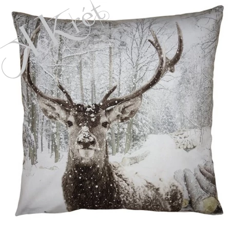 TEXTIL PÁRNAHUZAT 45x45cm, SZARVAS HAVAS TÁJON