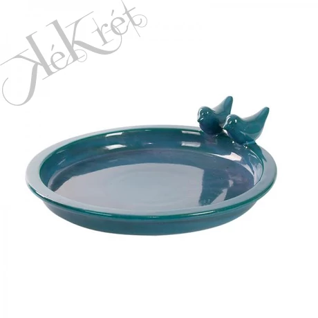 Kerámia madáretető és itató, kék, átmérő: 37cm