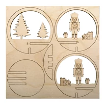 Csendélet fából 8 cm-es akrilgömbbe, diótörő, 7,5cm, natúr, 5-darabos