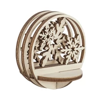 Csendélet fából 6 cm-es akrilgömbbe, hópehely, 5,5cm, natúr