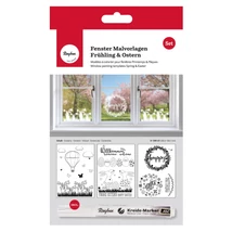 Mintaív ablakra tavasz&húsvét, 3 mintaív + 1 krétatoll, Rayher