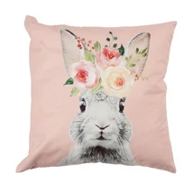 Textil párnahuzat 45x45cm,100% polyester, nyuszifej rózsákkal