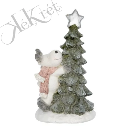 Szarvas álló fenyővel, LED-es, 25x19,5x44 cm