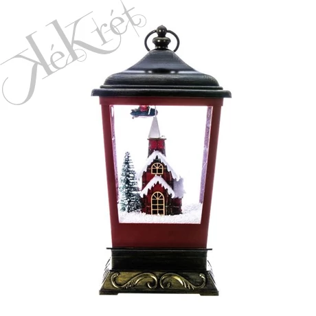 Lámpás világító, havazó, zenélő, elektromos, elemes, USB 20x20x40 cm