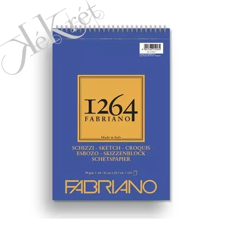 FABRIANO 1264 RAJZ- ÉS VÁZLATTÖMB, 90 G - A4, FELÜL SPIRÁLOS