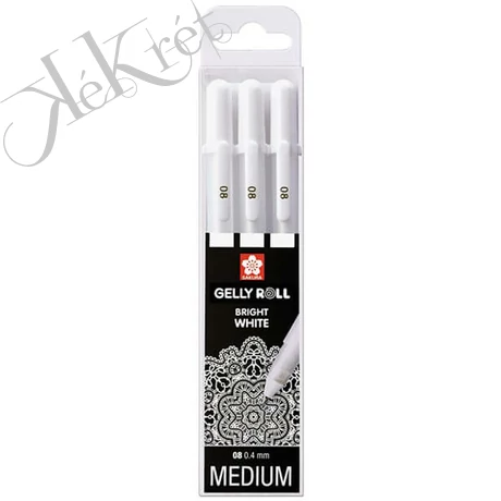SAKURA GELLY ROLL BASIC ZSELÉS TOLL KÉSZLET - 3 DB, BRIGHT WHITE (08)