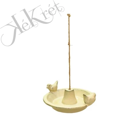 Függő madáretető/madáritató tál, krémfehér